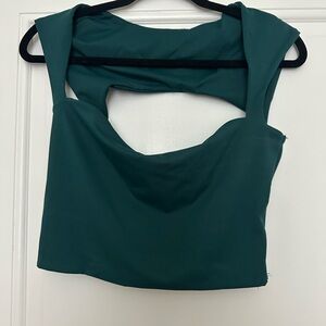 SHEIN Green Crop Tank Top with Cut Out Backless Design
